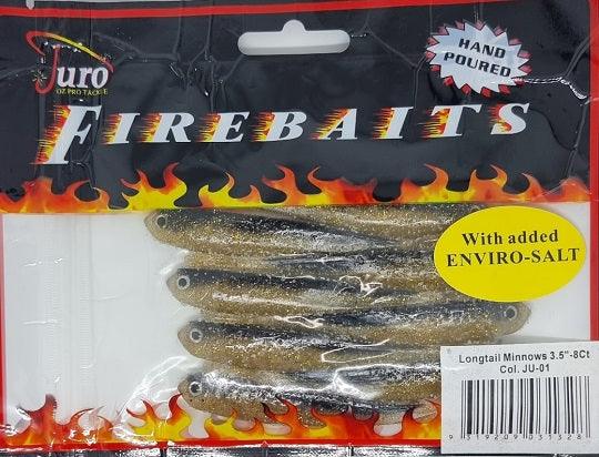 Juro Firebaits Long Tail Minnow 3.5" Soft Bait - tackleaddiction.com.au